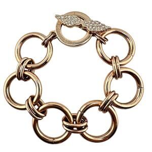 Victoria's Secret Crystal Pave Angel Wings Round Link Rose Gold Tone Bracelet